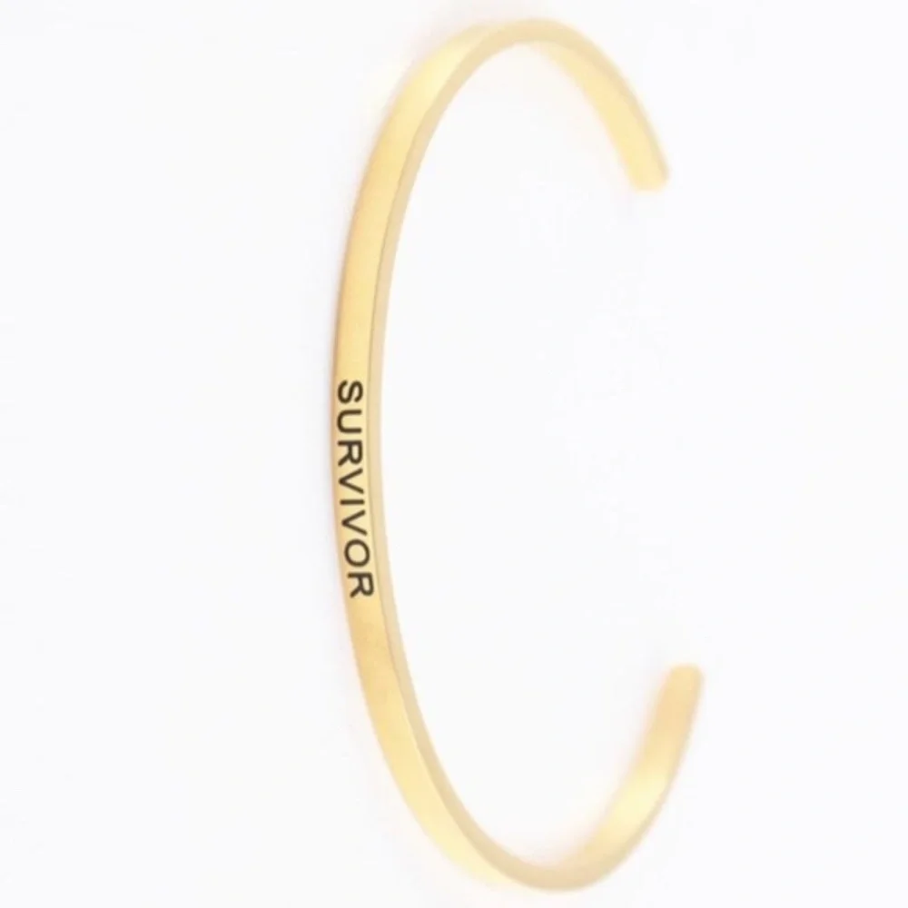 Womens Stainless Steel Gold Tone Survivor Bracelet Inspirational‎ Symbolic - Picture 6 of 7